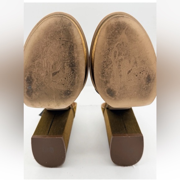 Free People Wythe T-Strap Platform Moss Satin Block Heels Made In Spain Sz. 9.5 - Picture 8 of 12